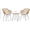 SAFAVIEH Outdoor Collection Alton Light Brown Rattan/White Seat Cushion 3-Piece Patio Lounge Bistro Set with Table (PAT9004A)(Brown / Beige)