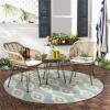 SAFAVIEH Outdoor Collection Alton Light Brown Rattan/White Seat Cushion 3-Piece Patio Lounge Bistro Set with Table (PAT9004A)(Brown / White)