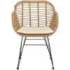 SAFAVIEH Outdoor Collection Alton Light Brown Rattan/White Seat Cushion 3-Piece Patio Lounge Bistro Set with Table (PAT9004A)(Brown / White)