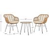 SAFAVIEH Outdoor Collection Alton Light Brown Rattan/White Seat Cushion 3-Piece Patio Lounge Bistro Set with Table (PAT9004A)(Brown / White)