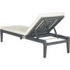 SAFAVIEH Outdoor Collection Arcata Natural Solid Wood/Beige Cushion Adjustable Chaise Lounge Chair (PAT6730A)(Ash Grey / Beige)