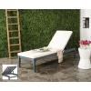 SAFAVIEH Outdoor Collection Arcata Natural Solid Wood/Beige Cushion Adjustable Chaise Lounge Chair (PAT6730A)(Ash Grey / Beige)