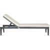 SAFAVIEH Outdoor Collection Arcata Natural Solid Wood/Beige Cushion Adjustable Chaise Lounge Chair (PAT6730A)(Ash Grey / Beige)
