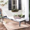 SAFAVIEH Outdoor Collection Arcata Natural Solid Wood/Beige Cushion Adjustable Chaise Lounge Chair (PAT6730A)(Dark Slate Gray / Beige)
