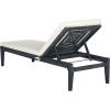 SAFAVIEH Outdoor Collection Arcata Natural Solid Wood/Beige Cushion Adjustable Chaise Lounge Chair (PAT6730A)(Dark Slate Gray / Beige)