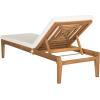 SAFAVIEH Outdoor Collection Arcata Natural Solid Wood/Beige Cushion Adjustable Chaise Lounge Chair (PAT6730A)(Natural / Beige)