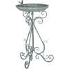 SAFAVIEH Outdoor Collection Ashlan Antique Blue Victorian Scroll Iron Garden Patio Backyard Charming Bird Bath(Antique Dark Green)