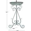 SAFAVIEH Outdoor Collection Ashlan Antique Blue Victorian Scroll Iron Garden Patio Backyard Charming Bird Bath(Antique Dark Green)
