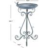 SAFAVIEH Outdoor Collection Ashlan Antique Blue Victorian Scroll Iron Garden Patio Backyard Charming Bird Bath(Mossy Blue)