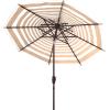 SAFAVIEH Outdoor Collection Athens Baby Blue/White 9 Ft Double Top Crank UV Protected Umbrella(Beige/White)