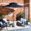 SAFAVIEH Outdoor Collection Athens Baby Blue/White 9 Ft Double Top Crank UV Protected Umbrella(Navy/White)