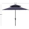 SAFAVIEH Outdoor Collection Athens Baby Blue/White 9 Ft Double Top Crank UV Protected Umbrella(Navy/White)