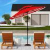 SAFAVIEH Outdoor Collection Athens Baby Blue/White 9 Ft Double Top Crank UV Protected Umbrella(Red)