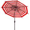 SAFAVIEH Outdoor Collection Athens Baby Blue/White 9 Ft Double Top Crank UV Protected Umbrella(Red)