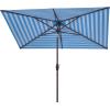 SAFAVIEH Outdoor Collection Athens Red 7 x 10 Ft Rectangular Auto Tilt Crank UV Protected Umbrella(Baby Blue/White)