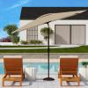 SAFAVIEH Outdoor Collection Athens Red 7 x 10 Ft Rectangular Auto Tilt Crank UV Protected Umbrella(Beige/White)