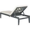 SAFAVIEH Outdoor Collection Azusa Ash Grey Solid Wood/Beige Cushion Adjustable Chaise Lounge Chair (PAT6729B)(Ash Grey / Beige)