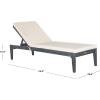 SAFAVIEH Outdoor Collection Azusa Ash Grey Solid Wood/Beige Cushion Adjustable Chaise Lounge Chair (PAT6729B)(Ash Grey / Beige)