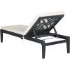 SAFAVIEH Outdoor Collection Azusa Ash Grey Solid Wood/Beige Cushion Adjustable Chaise Lounge Chair (PAT6729B)(Dark Slate Gray / Beige)