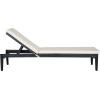 SAFAVIEH Outdoor Collection Azusa Ash Grey Solid Wood/Beige Cushion Adjustable Chaise Lounge Chair (PAT6729B)(Dark Slate Gray / Beige)