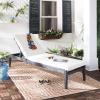 SAFAVIEH Outdoor Collection Azusa Ash Grey Solid Wood/Beige Cushion Adjustable Chaise Lounge Chair (PAT6729B)(Dark Slate Gray / Beige)