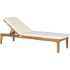SAFAVIEH Outdoor Collection Azusa Ash Grey Solid Wood/Beige Cushion Adjustable Chaise Lounge Chair (PAT6729B)(Natural / Beige)