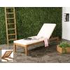 SAFAVIEH Outdoor Collection Azusa Ash Grey Solid Wood/Beige Cushion Adjustable Chaise Lounge Chair (PAT6729B)(Natural / Beige)