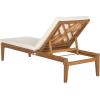 SAFAVIEH Outdoor Collection Azusa Ash Grey Solid Wood/Beige Cushion Adjustable Chaise Lounge Chair (PAT6729B)(Natural / Beige)