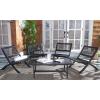 SAFAVIEH Outdoor Collection Blaze Coastal Natural Acacia Wood/Light Brown 5-Piece Coffee Set(Black/Black)