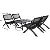 SAFAVIEH Outdoor Collection Blaze Coastal Natural Acacia Wood/Light Brown 5-Piece Coffee Set(Black/Black)