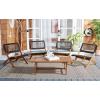 SAFAVIEH Outdoor Collection Blaze Coastal Natural Acacia Wood/Light Brown 5-Piece Coffee Set(Natural/Black)