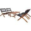 SAFAVIEH Outdoor Collection Blaze Coastal Natural Acacia Wood/Light Brown 5-Piece Coffee Set(Natural/Black)