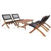 SAFAVIEH Outdoor Collection Blaze Coastal Natural Acacia Wood/Light Brown 5-Piece Coffee Set(Natural/Black)