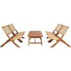 SAFAVIEH Outdoor Collection Blaze Coastal Natural Acacia Wood/Light Brown 5-Piece Coffee Set(Natural/Natural)