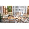 SAFAVIEH Outdoor Collection Blaze Coastal Natural Acacia Wood/Light Brown 5-Piece Coffee Set(Natural/Natural)