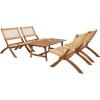SAFAVIEH Outdoor Collection Blaze Coastal Natural Acacia Wood/Light Brown 5-Piece Coffee Set(Natural/Natural)