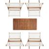 SAFAVIEH Outdoor Collection Blaze Coastal Natural Acacia Wood/Light Brown 5-Piece Coffee Set(Natural/White)