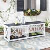 SAFAVIEH Outdoor Collection Branco White and Ash Grey Bench(Dark Slate Gray / White)