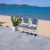SAFAVIEH Outdoor Collection California Bistro Navy Side Chair Set of 2 (Fully Assembled)(Navy/White /White)