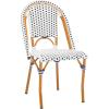 SAFAVIEH Outdoor Collection California Bistro Navy Side Chair Set of 2 (Fully Assembled)(White/Navy)