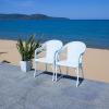 SAFAVIEH Outdoor Collection California Bistro Navy/White 36-inch Seat Height Armchair Set of 2 (Fully Assembled)(Baby Blue/White)