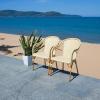 SAFAVIEH Outdoor Collection California Bistro Navy/White 36-inch Seat Height Armchair Set of 2 (Fully Assembled)(Natural)