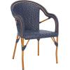 SAFAVIEH Outdoor Collection California Bistro Navy/White 36-inch Seat Height Armchair Set of 2 (Fully Assembled)(Navy)