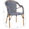 SAFAVIEH Outdoor Collection California Bistro Navy/White 36-inch Seat Height Armchair Set of 2 (Fully Assembled)(Navy/White)