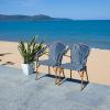 SAFAVIEH Outdoor Collection California Bistro Navy/White 36-inch Seat Height Armchair Set of 2 (Fully Assembled)(Navy/White)