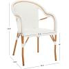 SAFAVIEH Outdoor Collection California Bistro Navy/White 36-inch Seat Height Armchair Set of 2 (Fully Assembled)(White)