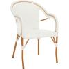 SAFAVIEH Outdoor Collection California Bistro Navy/White 36-inch Seat Height Armchair Set of 2 (Fully Assembled)(White)