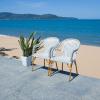 SAFAVIEH Outdoor Collection California Bistro Navy/White 36-inch Seat Height Armchair Set of 2 (Fully Assembled)(White/Navy)