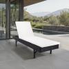 SAFAVIEH Outdoor Collection Cam Grey Brown Wicker/White Cushion Adjustable Chaise Lounge Chair, Black/Beige (PAT7501C)(Black / Beige)