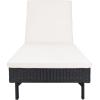 SAFAVIEH Outdoor Collection Cam Grey Brown Wicker/White Cushion Adjustable Chaise Lounge Chair, Black/Beige (PAT7501C)(Black / Beige)